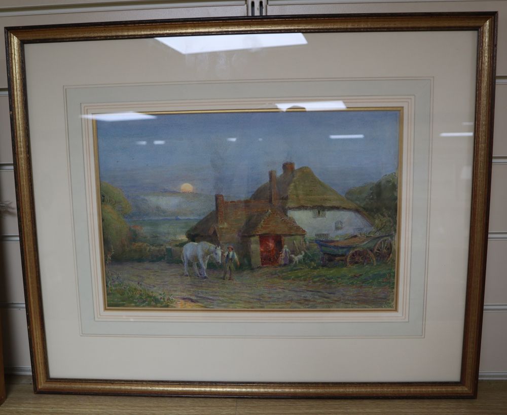 Alfred Fitzwalter Grace (1844-1903), watercolour, The Blacksmiths Forge, Houghton, Sussex, signed and dated 1890, 25 x 38cm